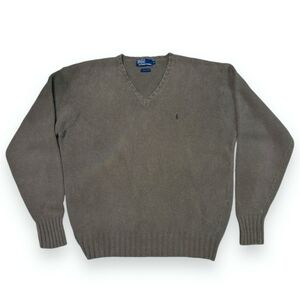 POLO RALPH LAUREN Cotton Chunky Knit V Neck Sweater VINTAGE